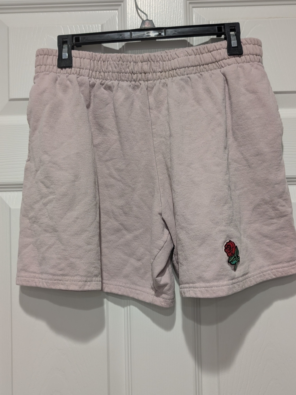 Women’s Light Pink Rose Embroidered Cotton Shorts